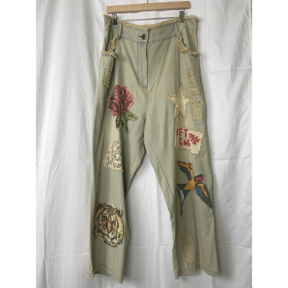 A Rare Bird Denim - NWT A Rare Bird Women's Jeans Size L/XL Patchwork Bohemian Hippie Patches Cozy